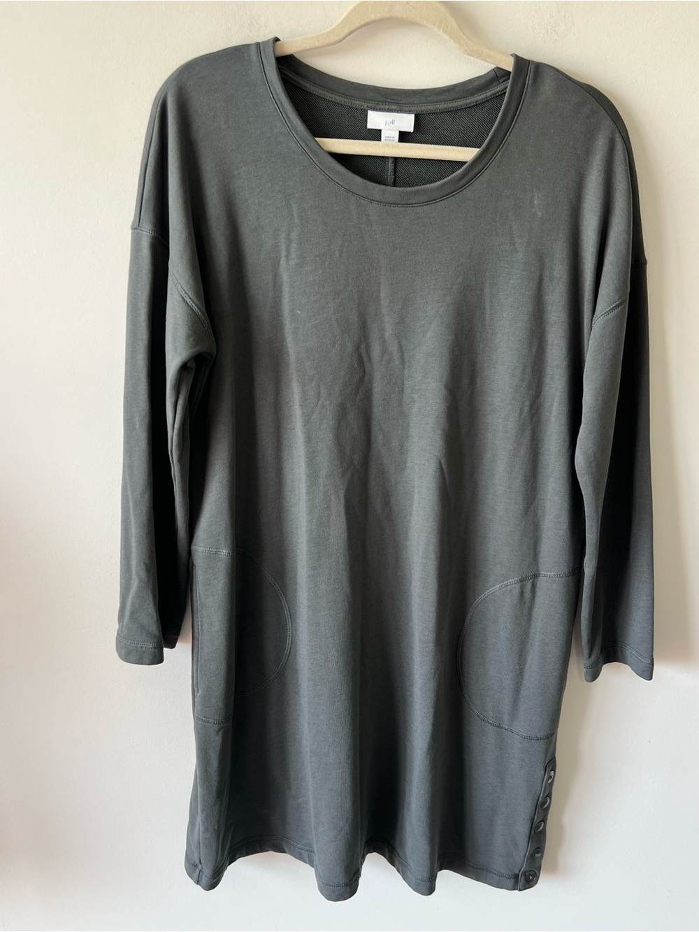 J. Jill Long-Sleeve Knit Tunic Dress in Peat Moss Color Cotton Modal
